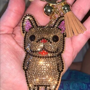 Frenchie Dog purse/bag charm Keychain w/tassel nwt